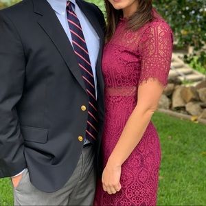 Lulus burgundy lace midi dress